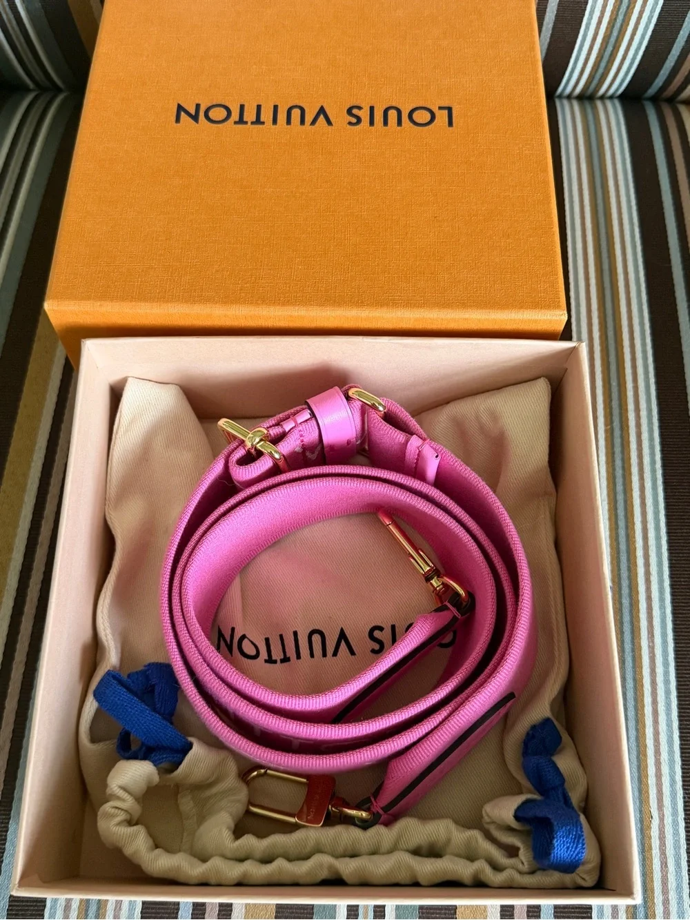 Louis Vuitton Rare Fuchsia Pink Monogram Canvas Strap with Gold-Tone Hardware